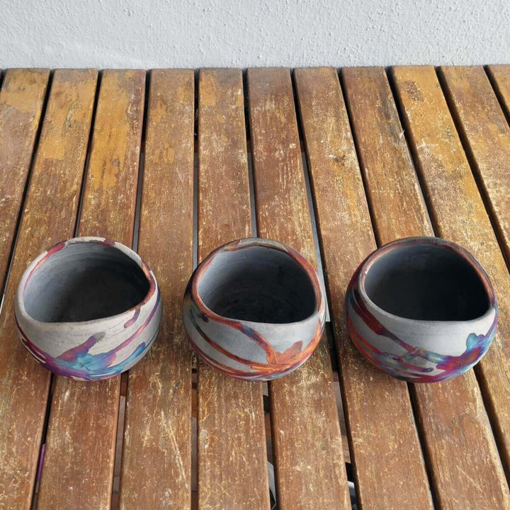 3 Pack Hikari Ceramic Raku Pottery Vases by RAAQUU