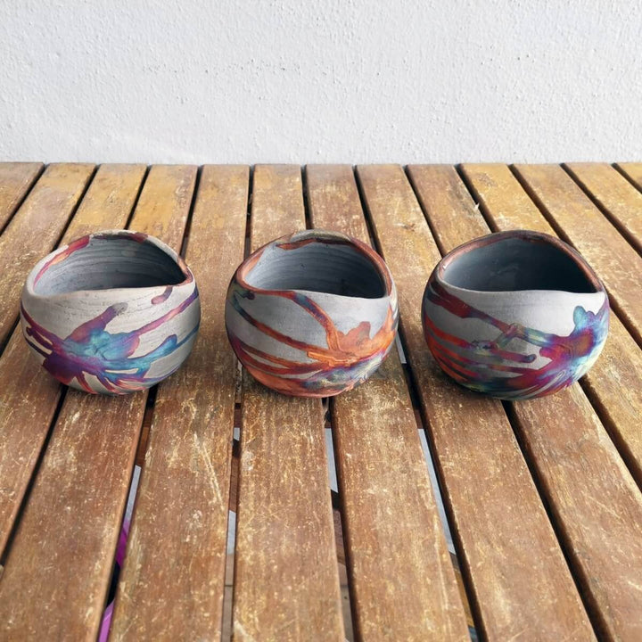 3 Pack Hikari Ceramic Raku Pottery Vases by RAAQUU