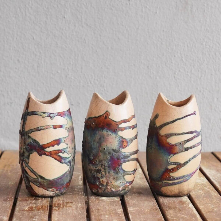 3 Pack Koi Ceramic Raku Vases by RAAQUU