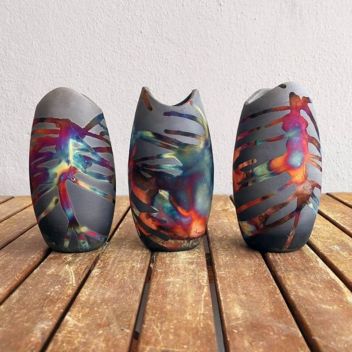 3 Pack Koi Ceramic Raku Vases by RAAQUU