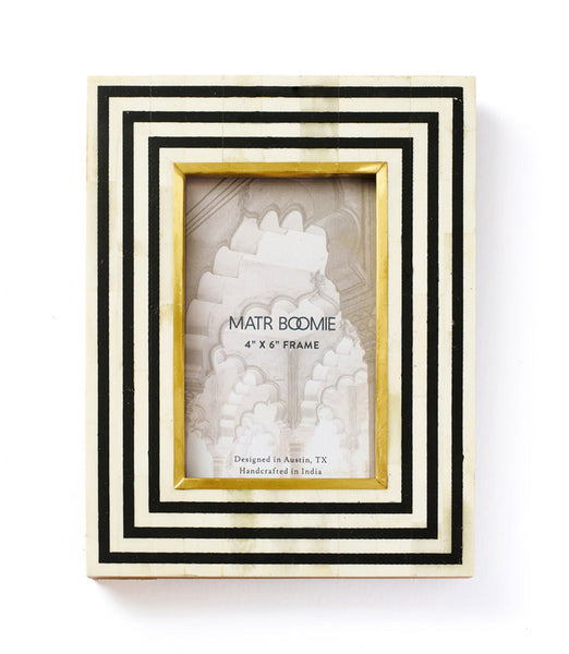 4x6 Black & Cream Picture Frame - Fair Trade Carved Bone