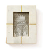 4x6 White Picture Frame - Carved Marble Brass Inlay