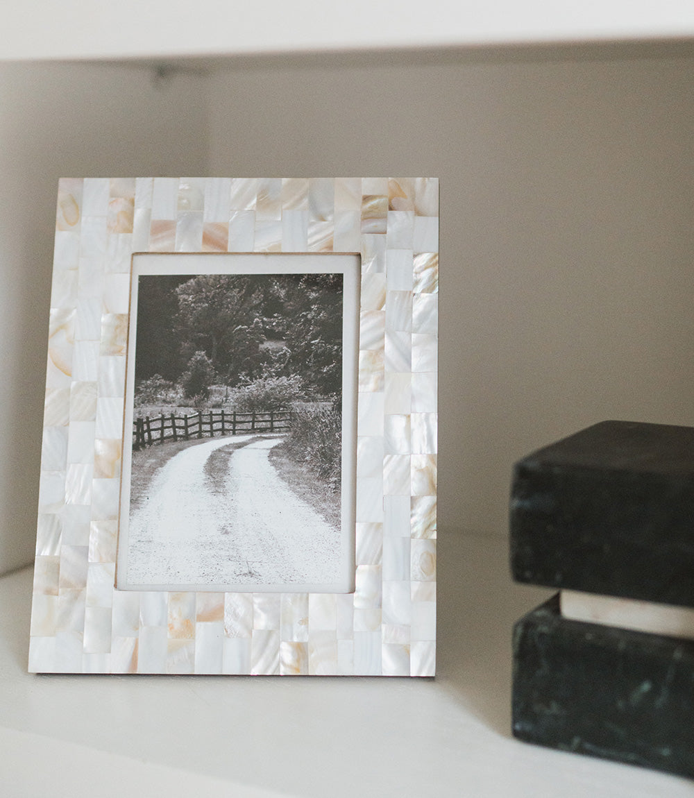 5x7 Mother of Pearl Picture Frame - Hand Carved Fair Trade