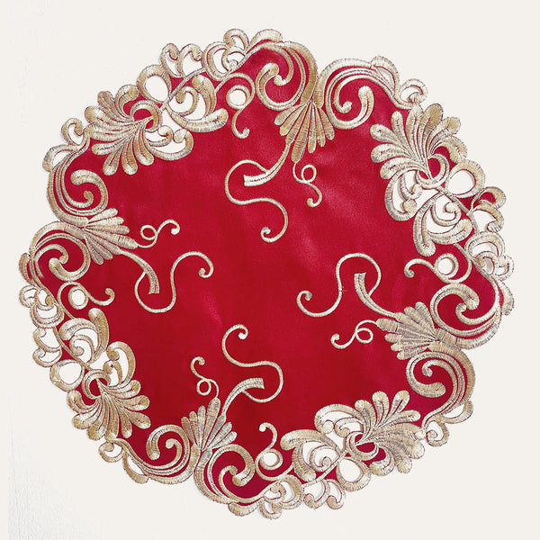 Burgundy Gold Table Doilies - Chantelle Collection by Decozen