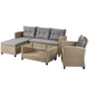 4-Piece Outdoor Beige Rattan Patio Furniture Set