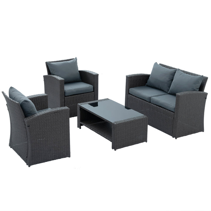 Outdoor Patio Furniture Set - 4-Piece Metal and Wicker