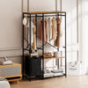 Freestanding Portable Wardrobe Clothes Rack with Shelves and Storage Bag