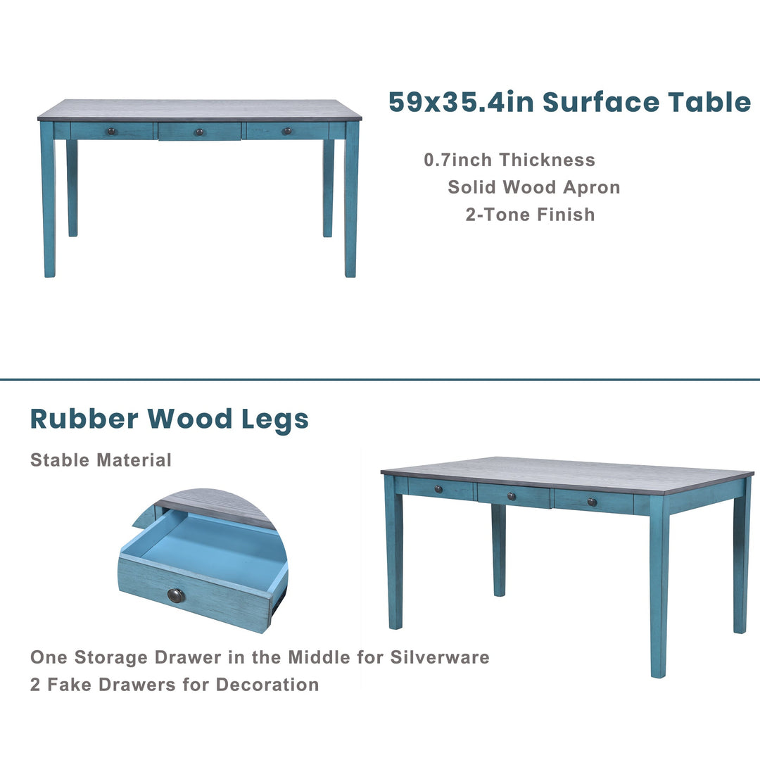 6-Piece Wood Dining Table Set with Vintage Finish