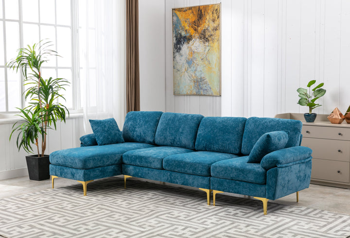 Chic Teal Blue U-Shape Sectional Sofa