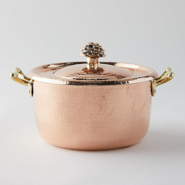 10.4-Quart Copper Dutch Oven with Flower Lid