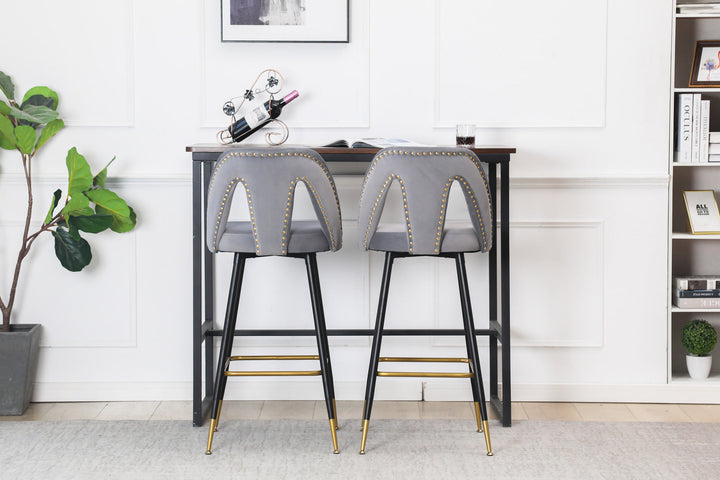 Set of 2 Modern Contemporary Velvet Upholstered Bar Stools