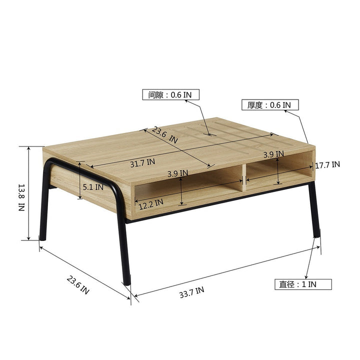 Modern Rectangular Coffee Table with Storage and Hairpin Legs