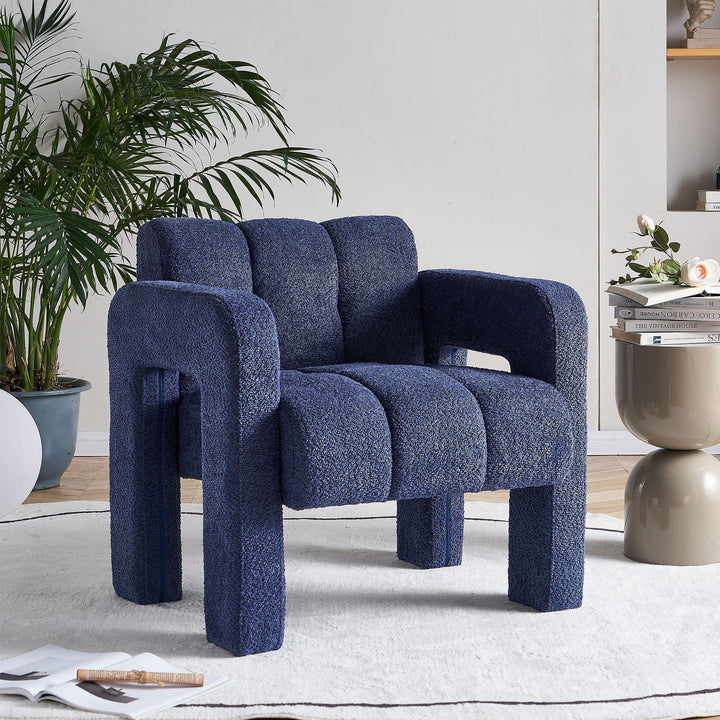 Wide Boucle Upholstered Accent Chair