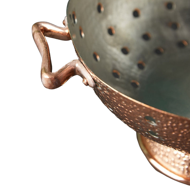 Copper Colander 12.5" with Brass Handles