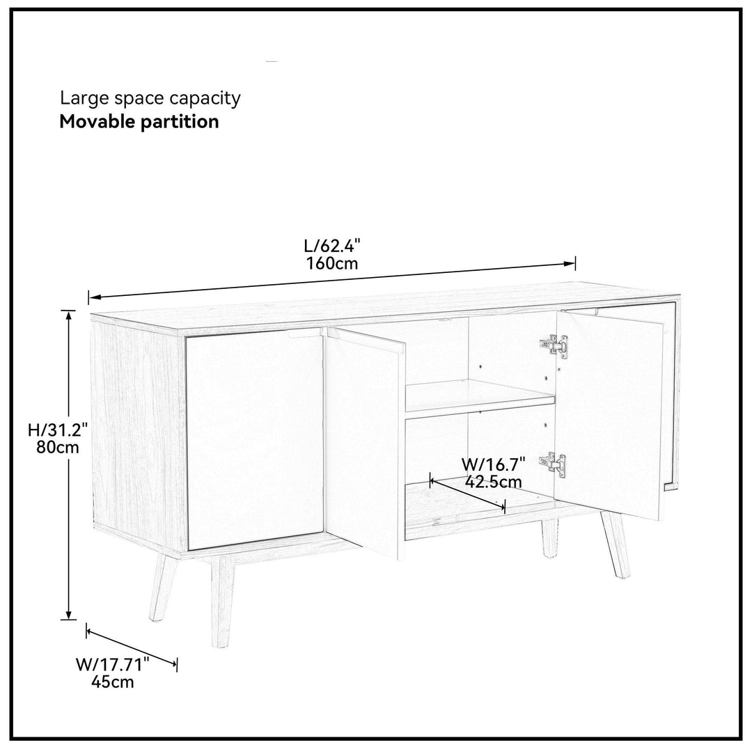 Walnut Modern Sideboard Buffet Cabinet