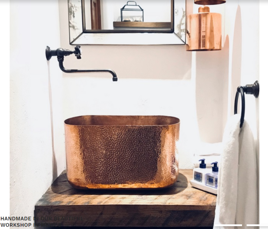 Lola 17.8" x 9" Hammered Copper Oval Bathroom Sink