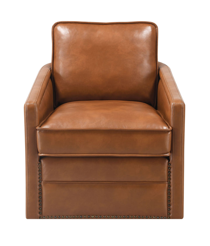 ACME Rocha Brown Leather Aire Accent Swivel Chair