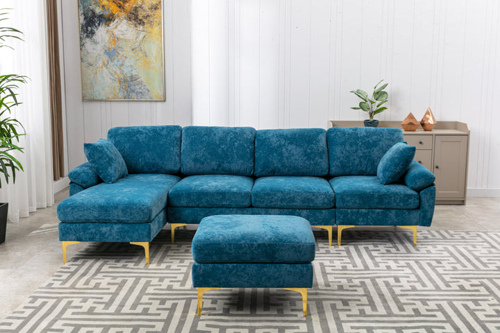 Chic Teal Blue U-Shape Sectional Sofa