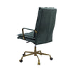 ACME Tinzud Dark Green Top Grain Leather Office Chair