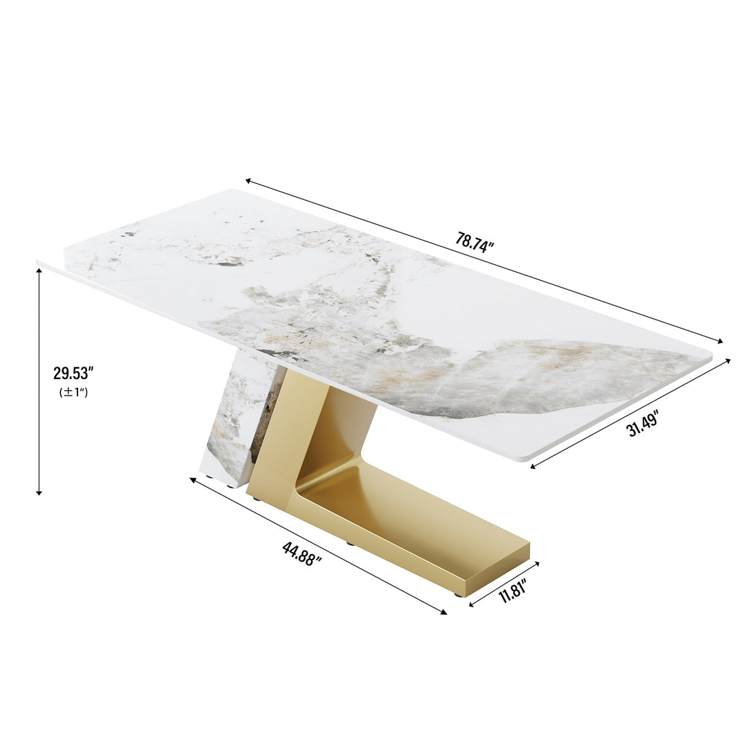 Modern Stone Pandora Straight Panel Dining Table