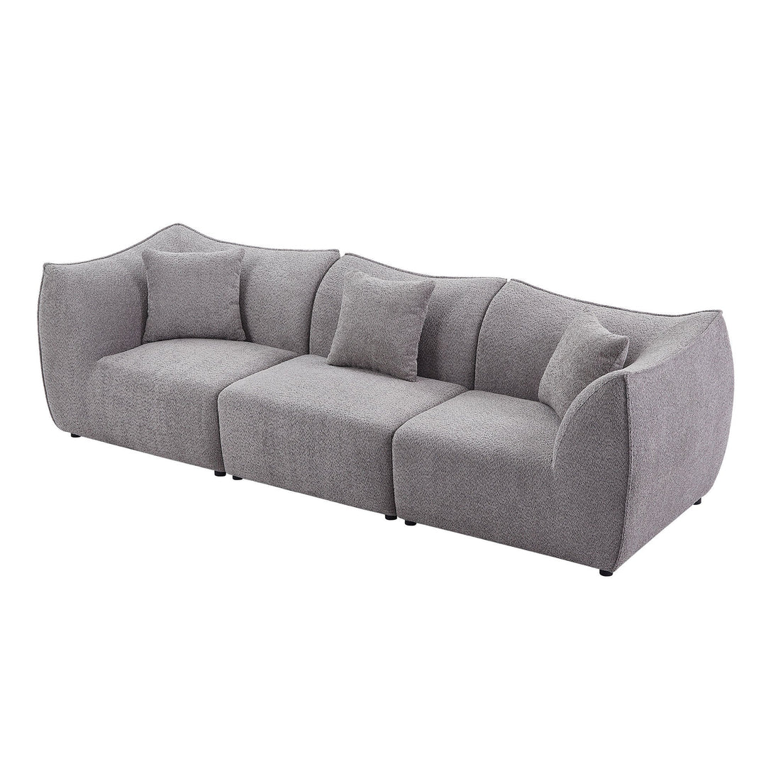 Plush Teddy Fleece Modern Deep 3-Seat Sofa