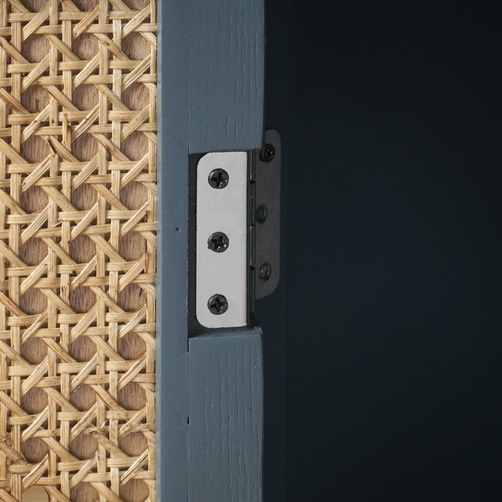 Elegant 2-Door Cabinet with Natural Rattan Weaving