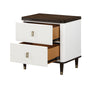 Contemporary White & Brown Nightstand with USB