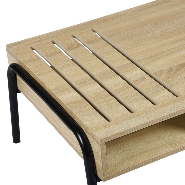 Modern Rectangular Coffee Table with Storage and Hairpin Legs