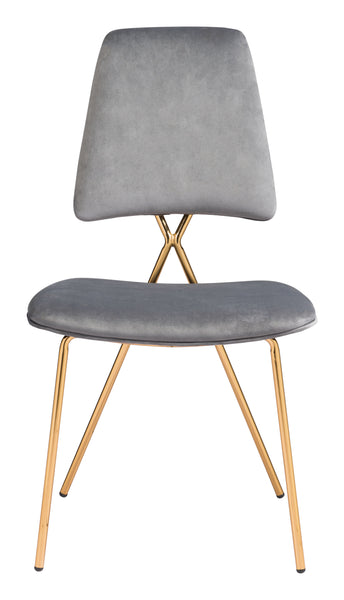 The Chloe Dining Chair (Set of 2) Gray & Gold