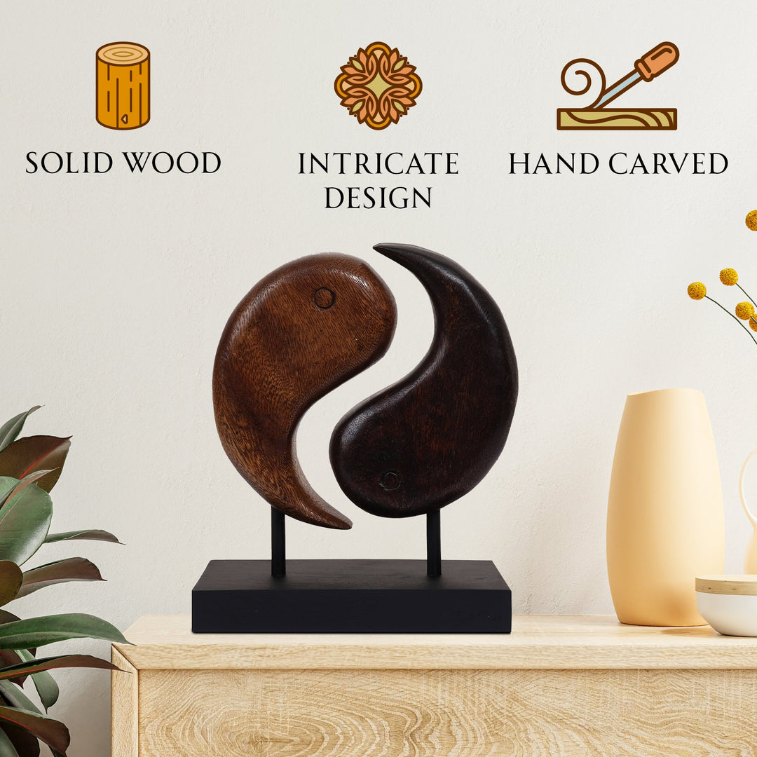 Yin Yang Handmade Wooden Sculpture by Decozen