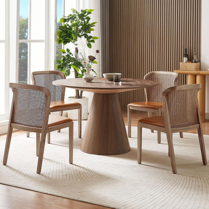 Mid-Century Modern Walnut Round Dining Table