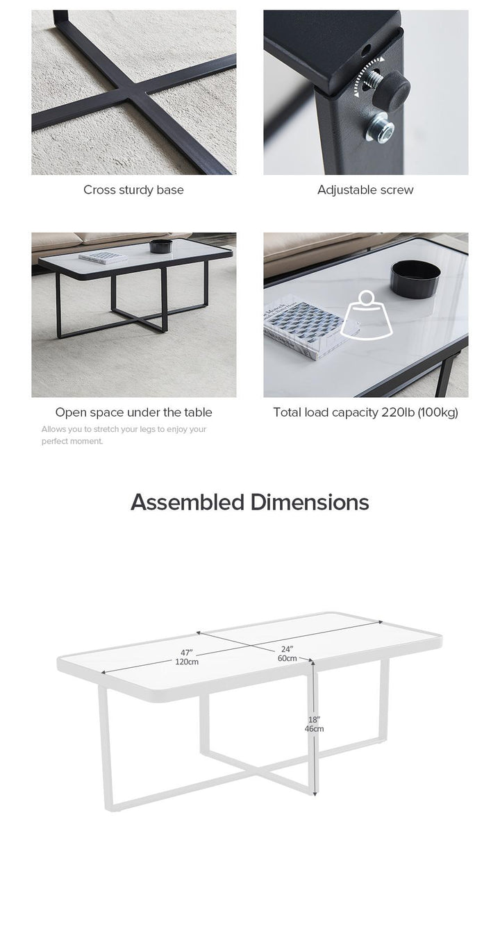 Minimalism Rectangle Coffee Table With Sintered Stone Top