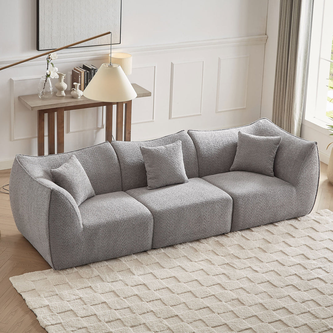 Plush Teddy Fleece Modern Deep 3-Seat Sofa