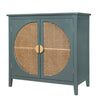 Elegant 2-Door Cabinet with Natural Rattan Weaving