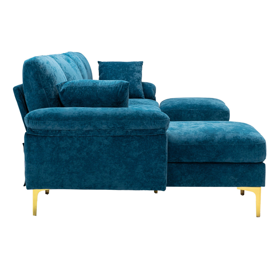 Chic Teal Blue U-Shape Sectional Sofa