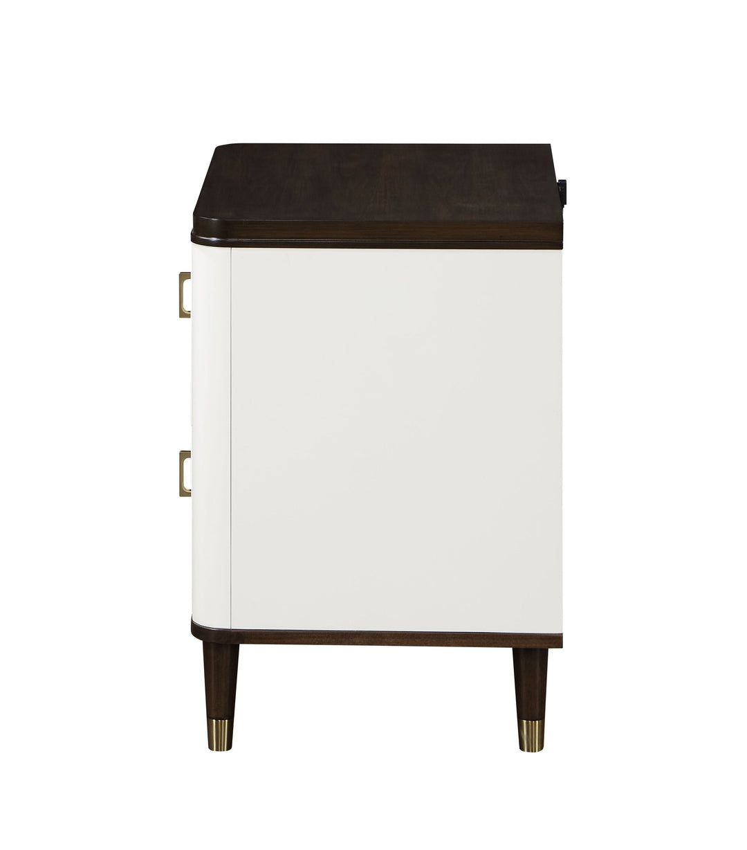 Contemporary White & Brown Nightstand with USB