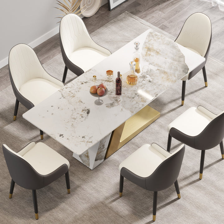 Modern Stone Pandora Straight Panel Dining Table