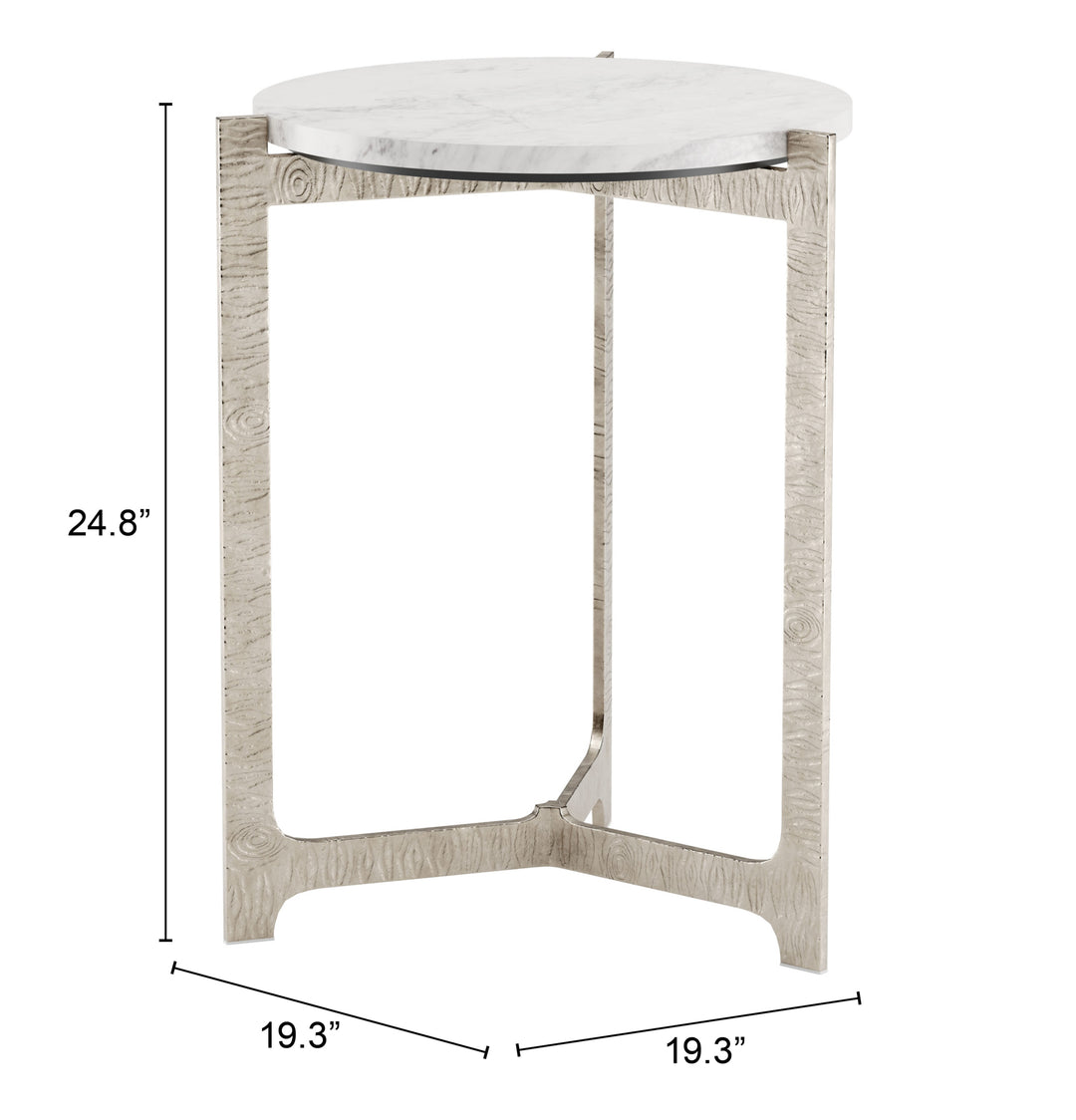 The Barmas Side Table White & Silver  Era and Style Inspired Home Decor 1