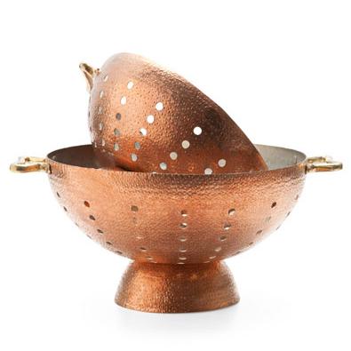 Copper Colander 9.5" with Brass Handles