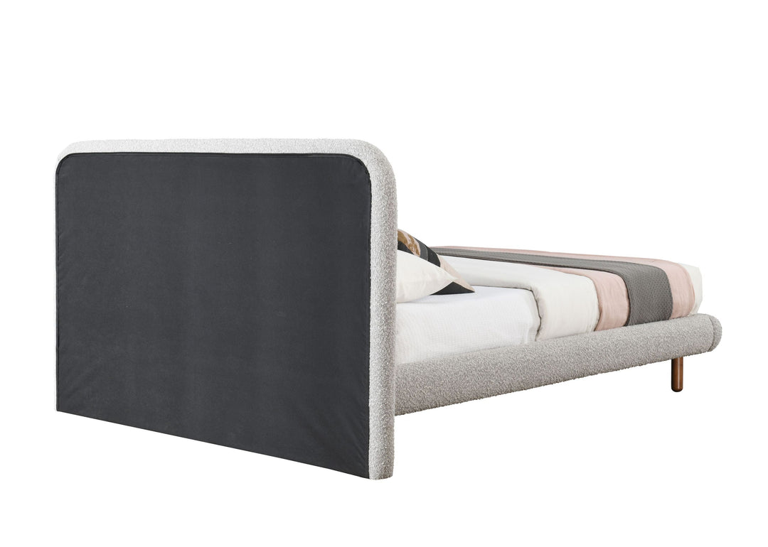 Contemporary Gray Boucle Eastern King Bed