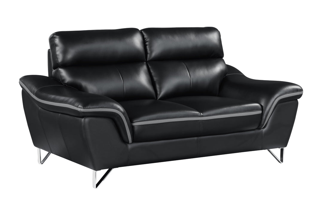 Genuine Leather Black Loveseat