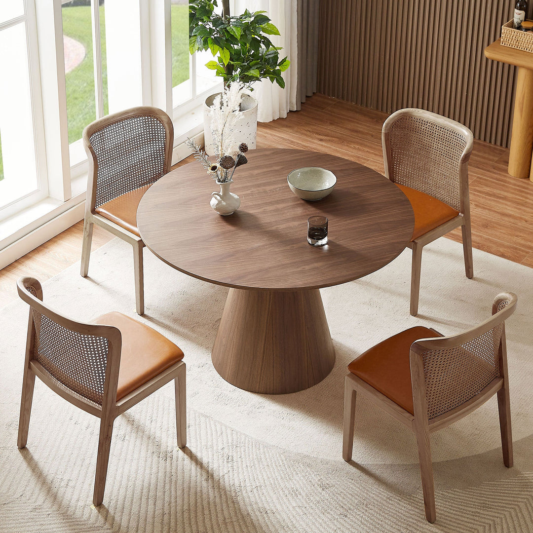 Mid-Century Modern Walnut Round Dining Table