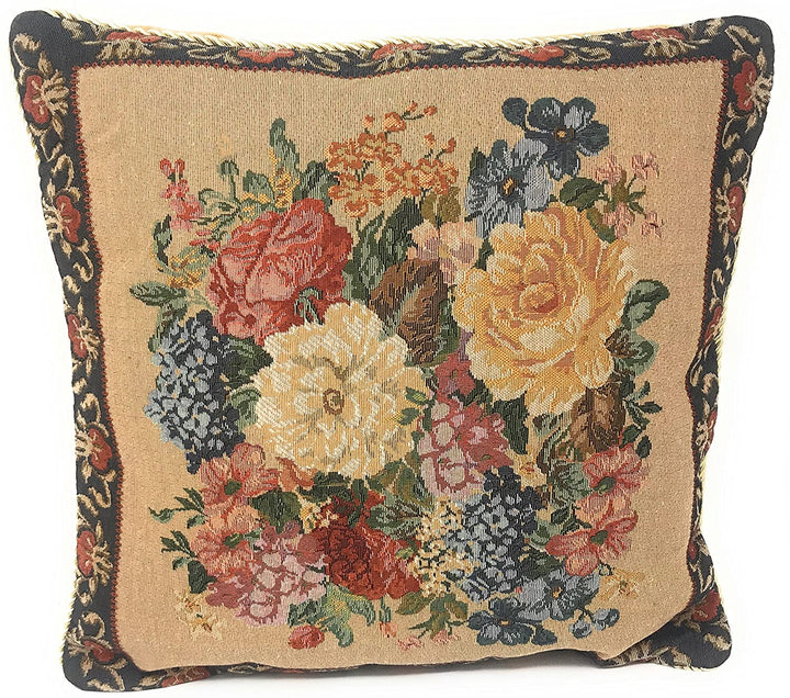 Throw Pillow Cushion Cover with Spring Dark Border Floral