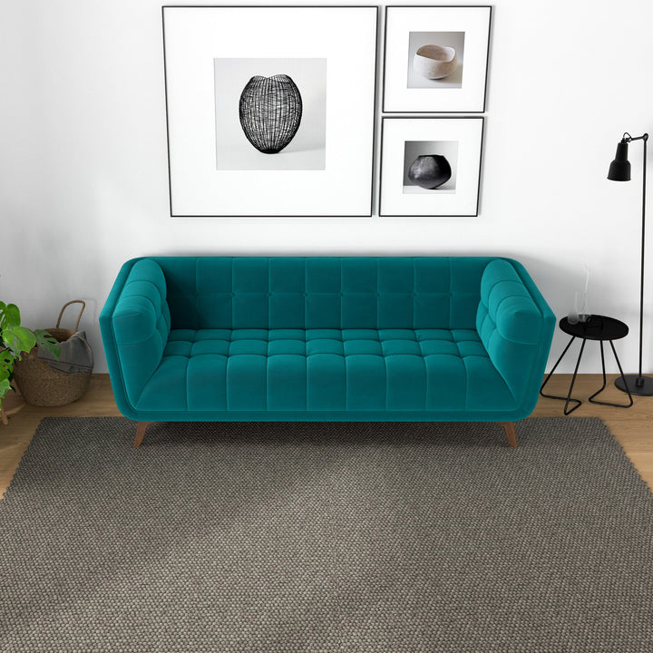 The Addison Small Teal Velvet Sofa Era and Style Inspired Home Décor 2