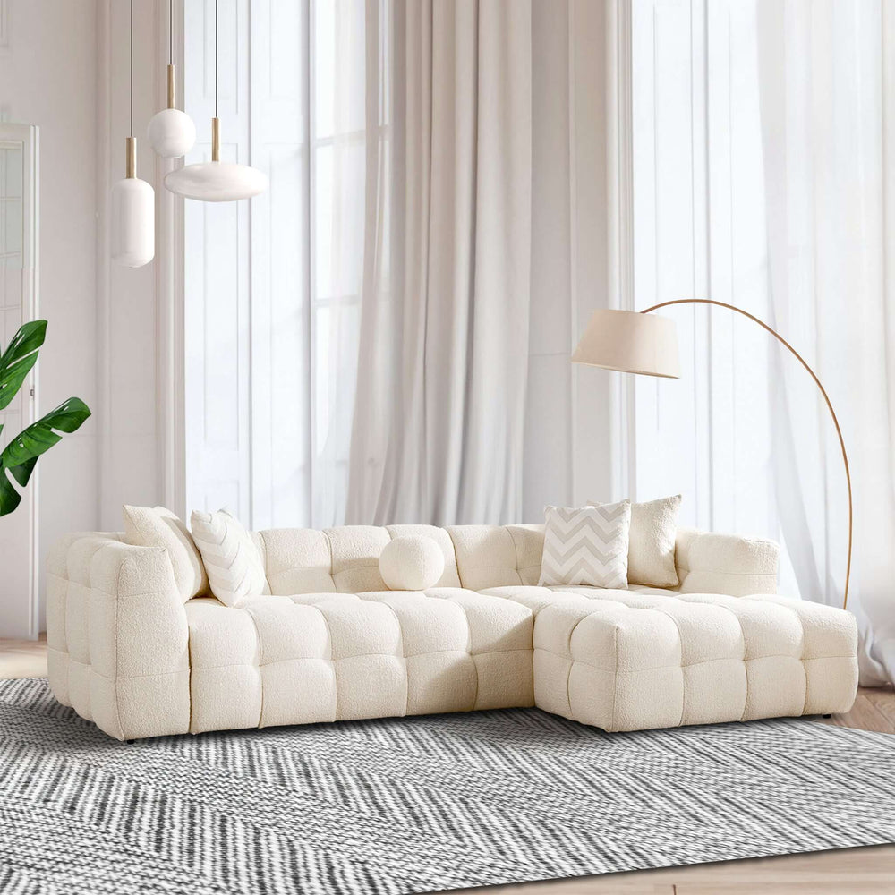 The Alana Tufted Ivory Boucle Right Sectional Sofa Era and Style Inspired Home Décor 1