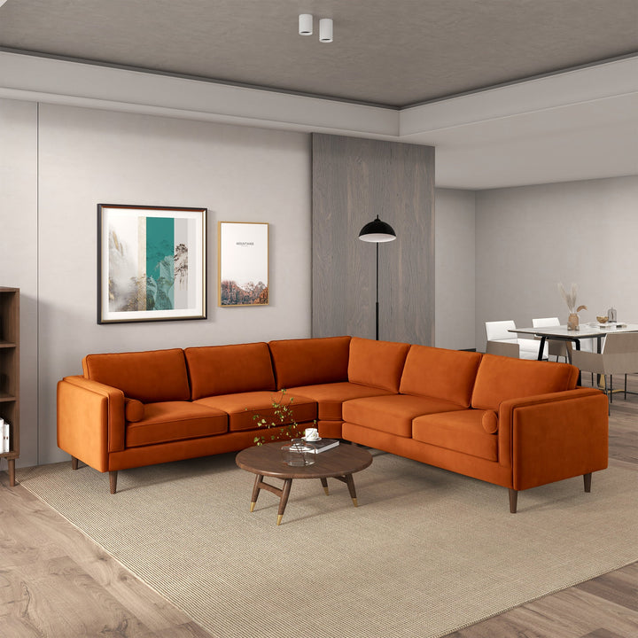 The Amber Burnt Orange Corner Sectional Sofa Era and Style Inspired Home Décor 2