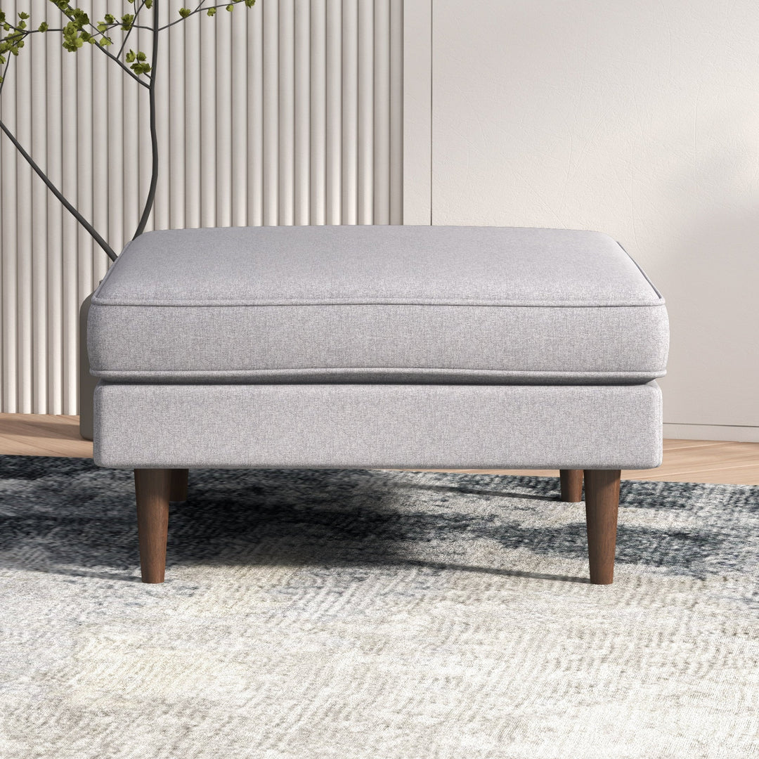 The Amber Square Upholstered Ottoman in Light Gray