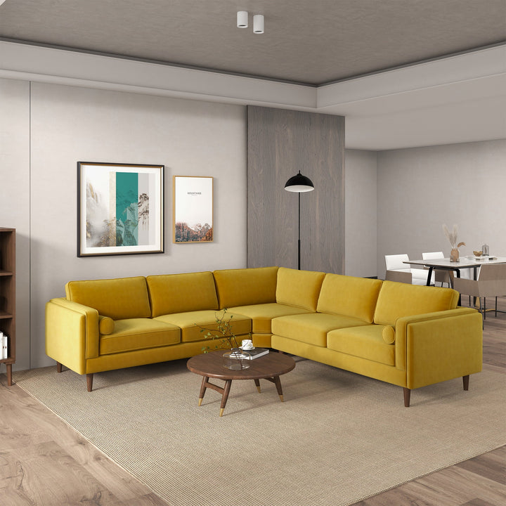 The Amber Yellow Velvet Corner Sectional Sofa Era and Style Inspired Home Décor 2