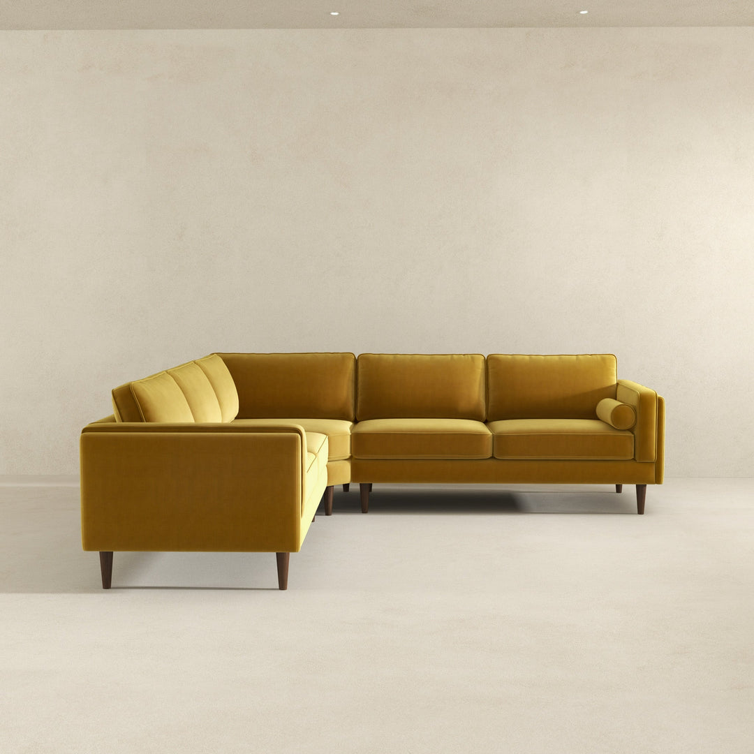 The Amber Yellow Velvet Corner Sectional Sofa Era and Style Inspired Home Décor 5