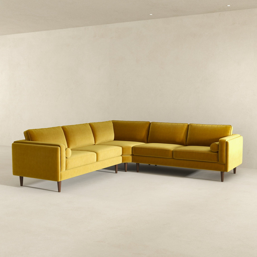 The Amber Yellow Velvet Corner Sectional Sofa Era and Style Inspired Home Décor 4